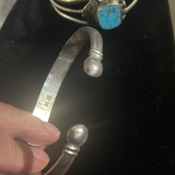 Silver tone and Turquoise Cuff Bracelets set - Picture 9 of 9